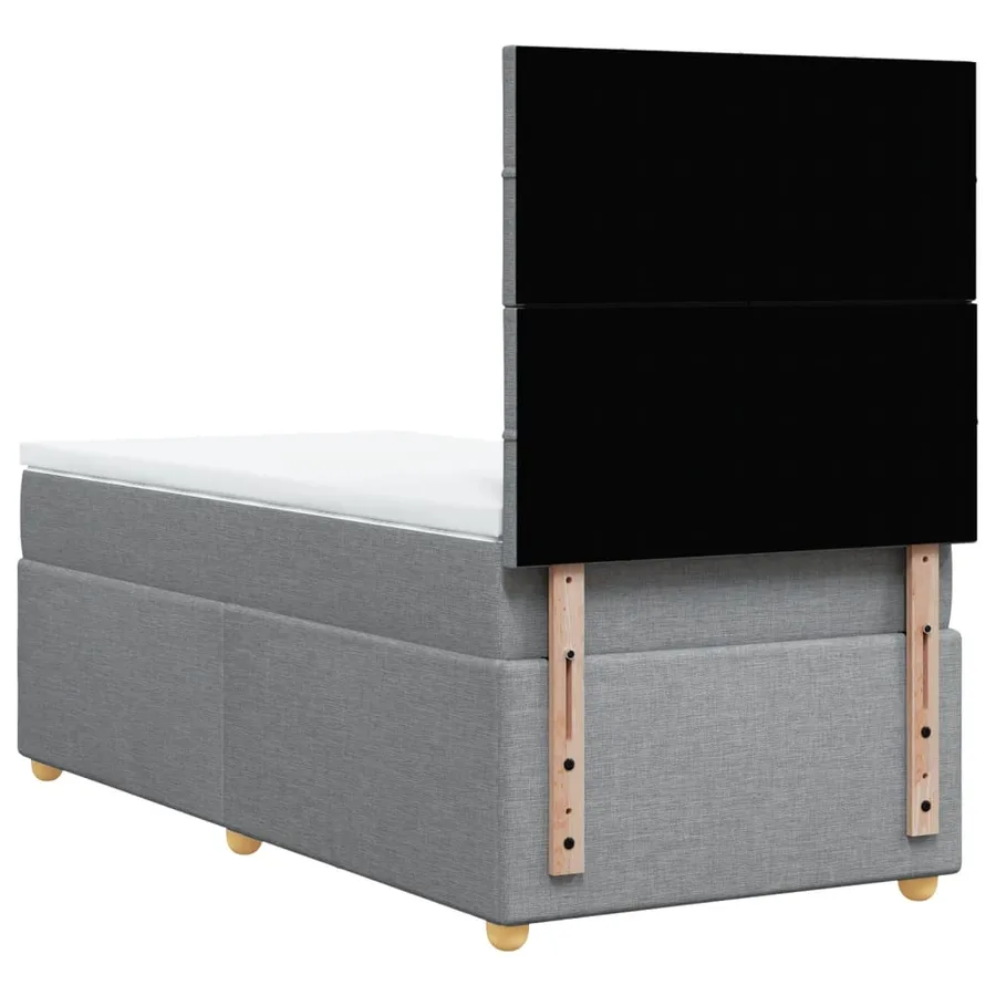 Sommier à lattes de lit avec matelas Gris clair 90x200 cm Tissu - 8