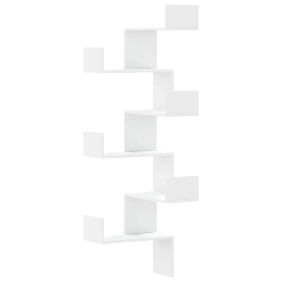 Étagère d'angle murale blanc 45x45x147 cm bois d'ingénierie - 2