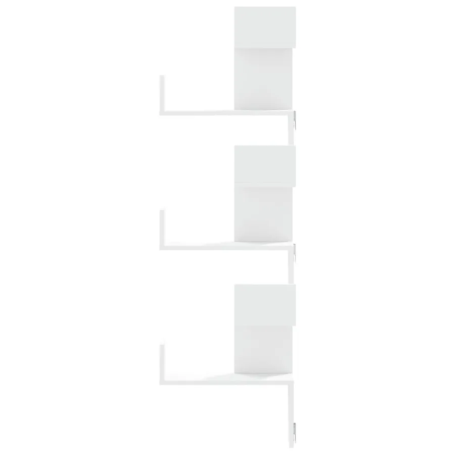 Étagère d'angle murale blanc 45x45x147 cm bois d'ingénierie - 4