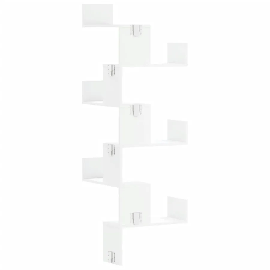 Étagère d'angle murale blanc 45x45x147 cm bois d'ingénierie - 6