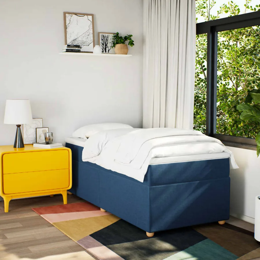 Sommier à lattes de lit avec matelas Bleu 90x190 cm Tissu - 3