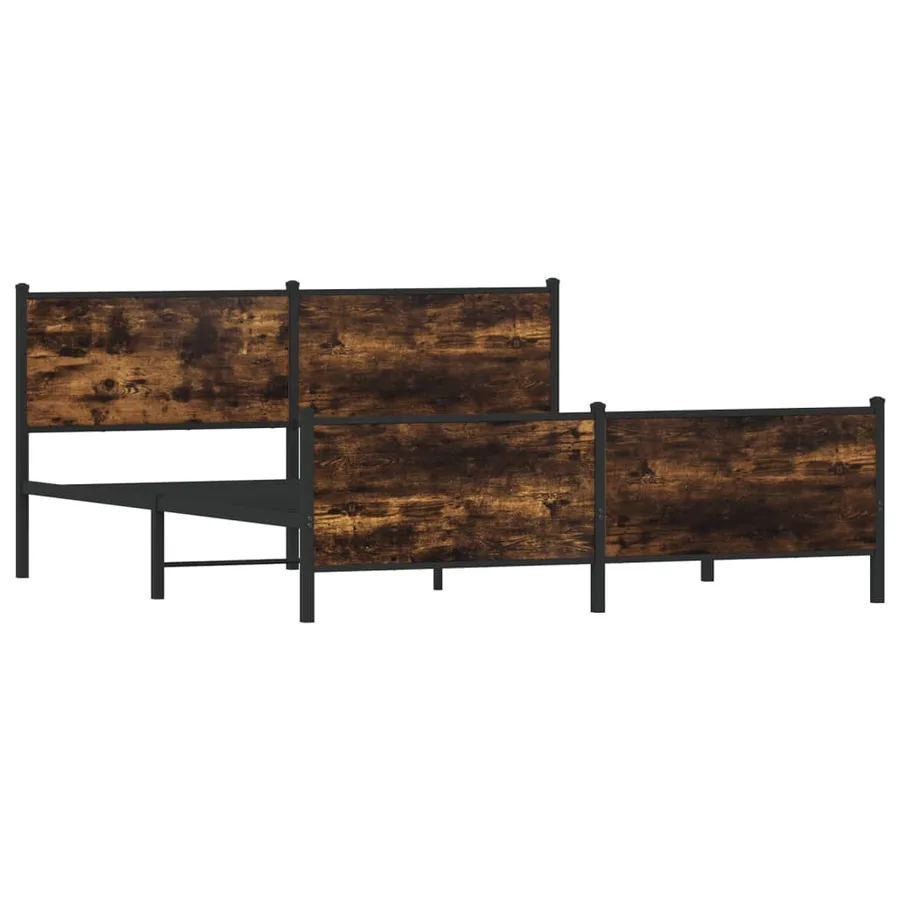 Cadre de lit en métal sans matelas chêne fumé 180x200 cm - 4