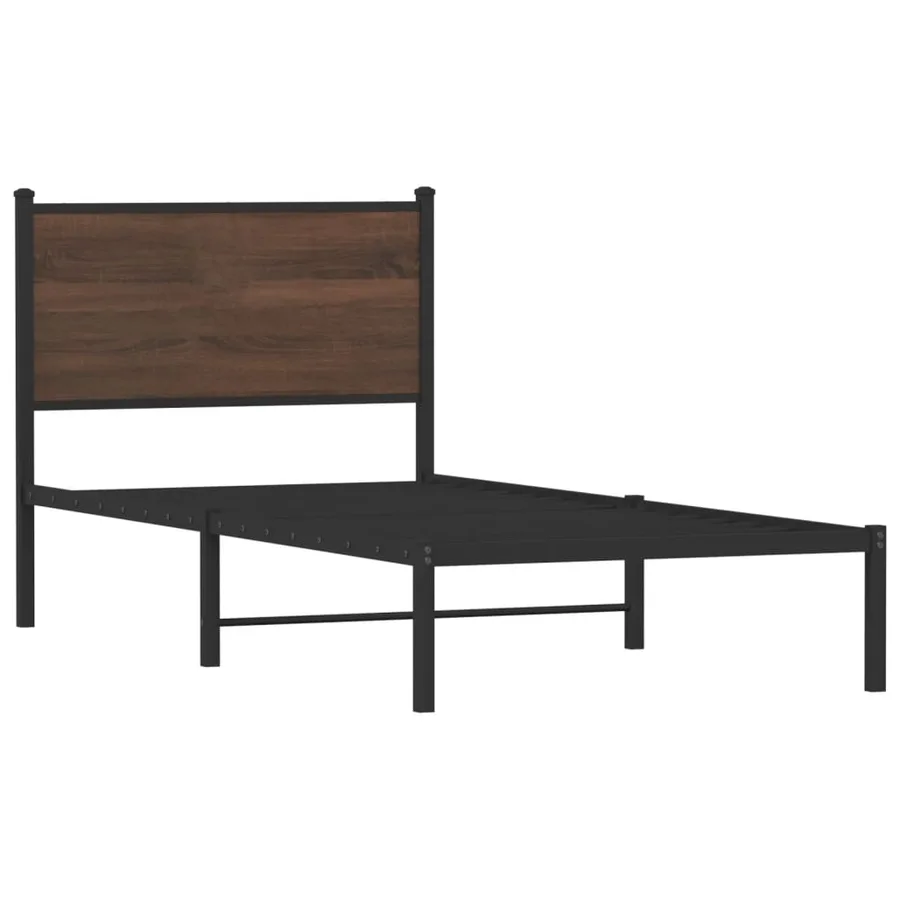 Cadre de lit en métal sans matelas chêne marron 90x190 cm - 3