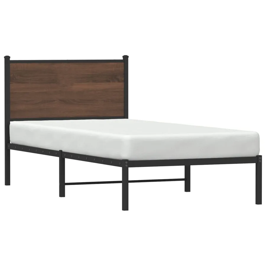 Cadre de lit en métal sans matelas chêne marron 90x190 cm - 4