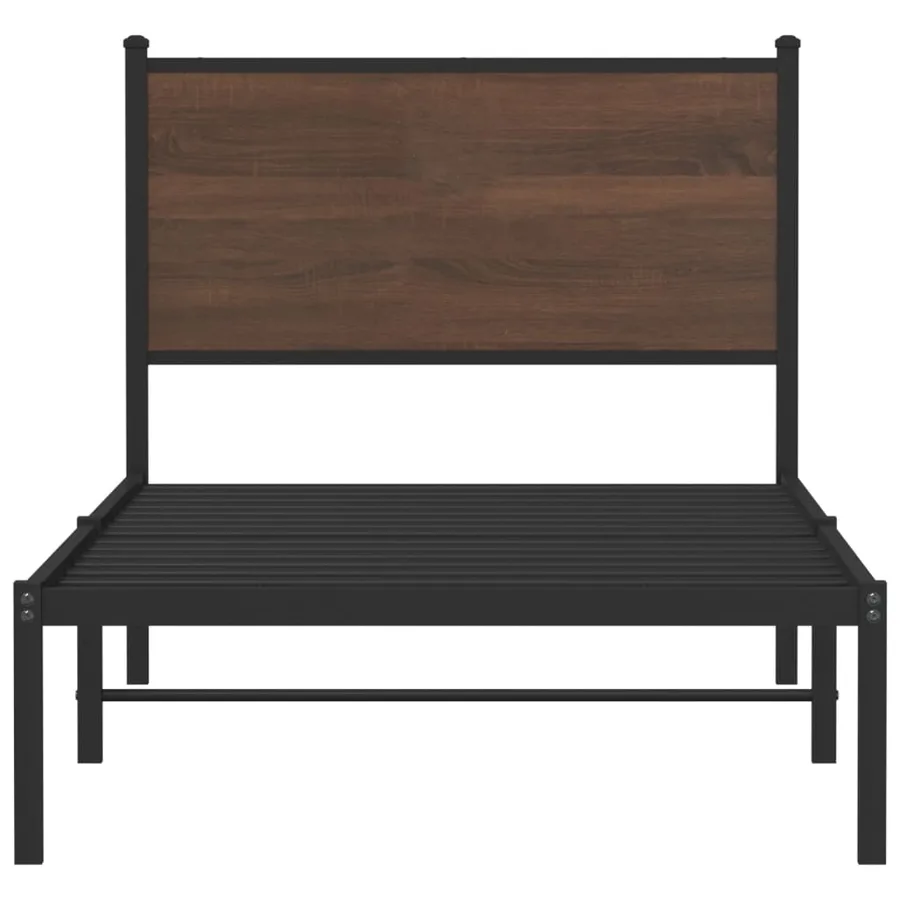 Cadre de lit en métal sans matelas chêne marron 90x190 cm - 5