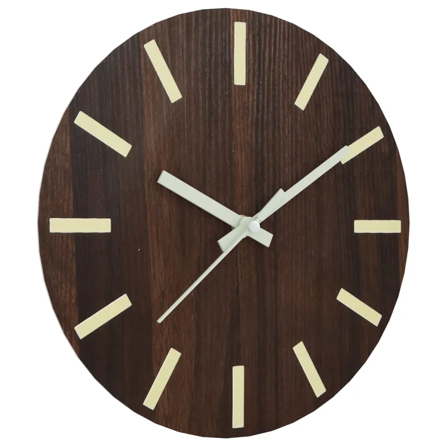 Horloge murale et échelles et aiguilles lumineuses marron Ø30cm - 3