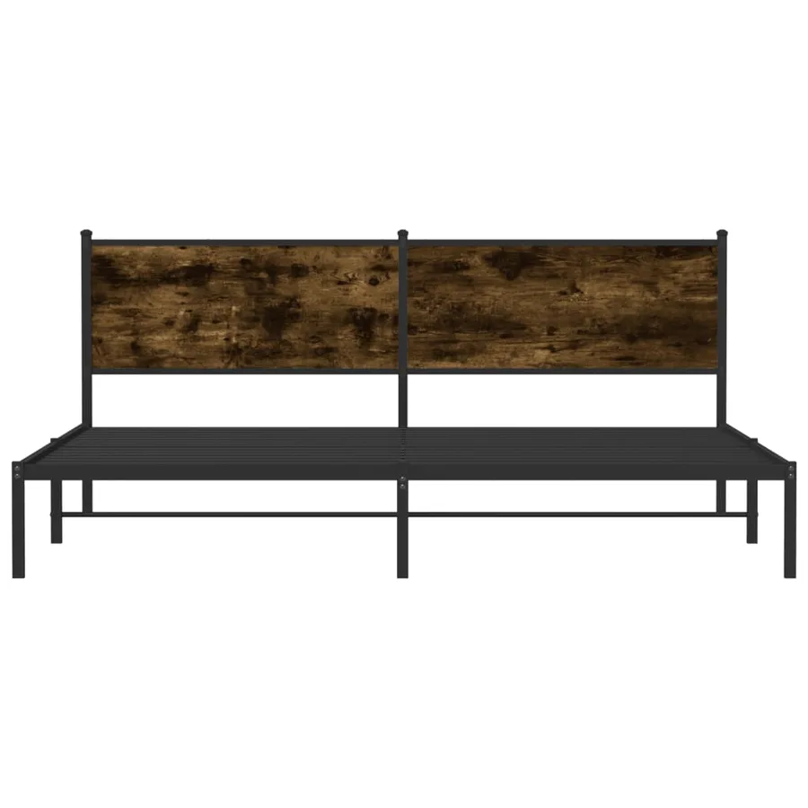Cadre de lit en métal sans matelas chêne fumé 193x203 cm - 5