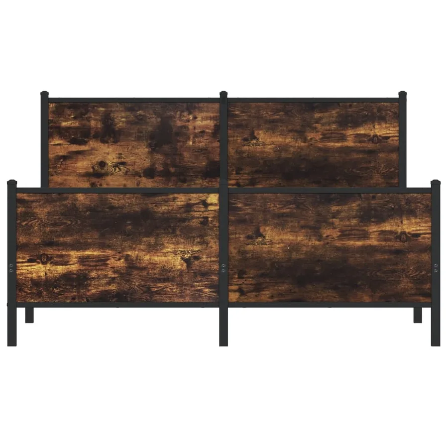 Cadre de lit en métal sans matelas chêne fumé 137x190 cm - 5