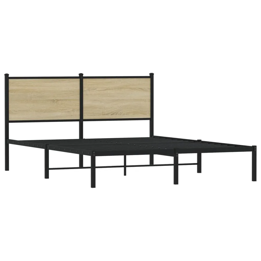 Cadre de lit en métal sans matelas chêne sonoma 140x200 cm - 3