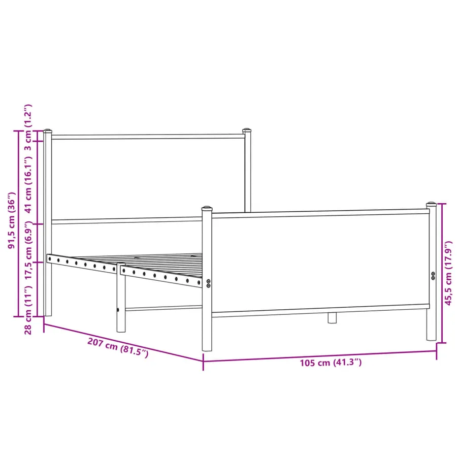 Cadre de lit en métal sans matelas chêne sonoma 100x200 cm - 10