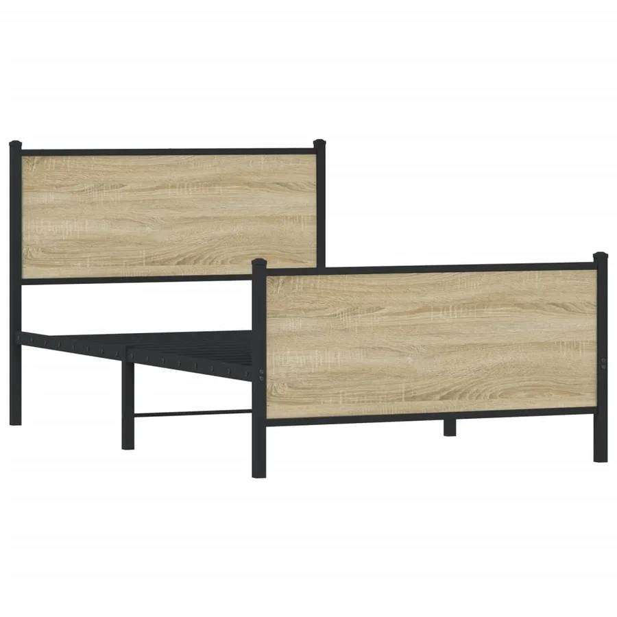 Cadre de lit en métal sans matelas chêne sonoma 100x200 cm - 3