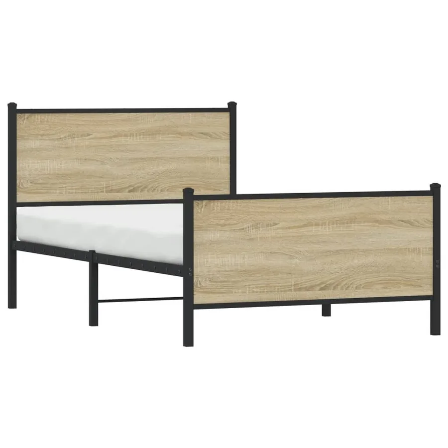 Cadre de lit en métal sans matelas chêne sonoma 100x200 cm - 4