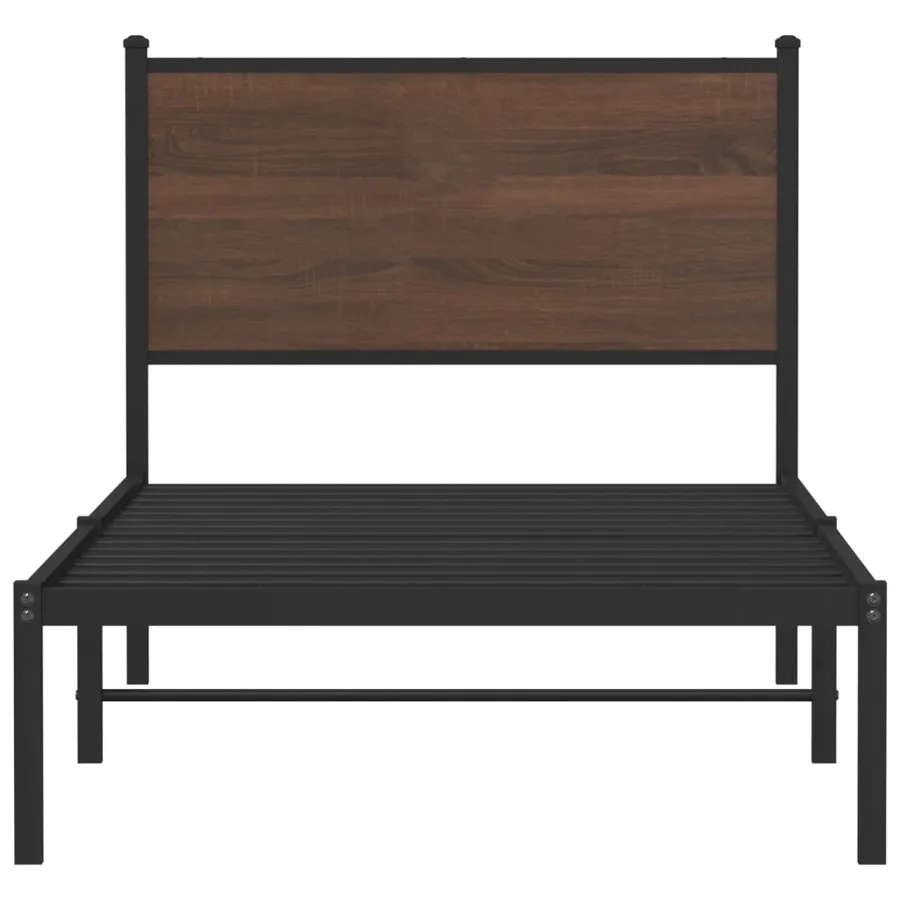 Cadre de lit en métal sans matelas chêne marron 75x190 cm - 5