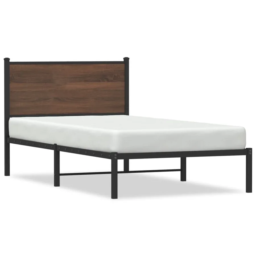 Cadre de lit en métal sans matelas chêne marron 100x200 cm - 2