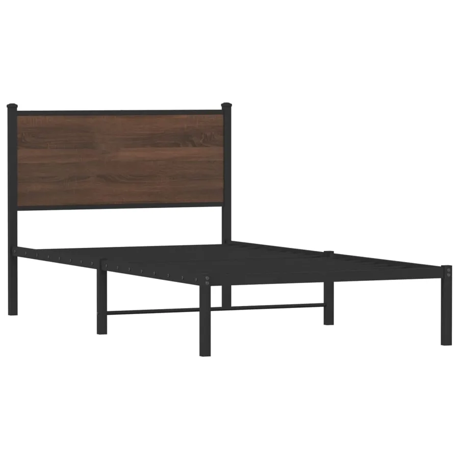 Cadre de lit en métal sans matelas chêne marron 100x200 cm - 3