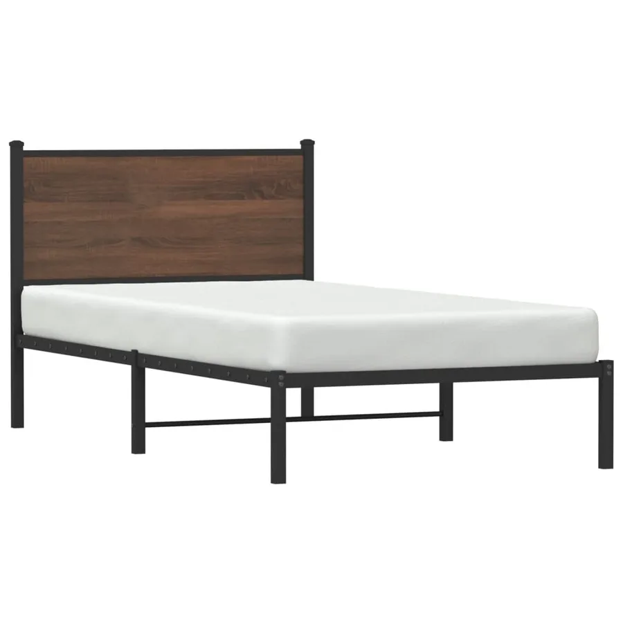 Cadre de lit en métal sans matelas chêne marron 100x200 cm - 4