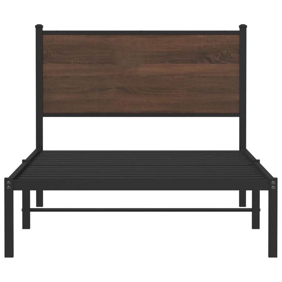 Cadre de lit en métal sans matelas chêne marron 100x200 cm - 5