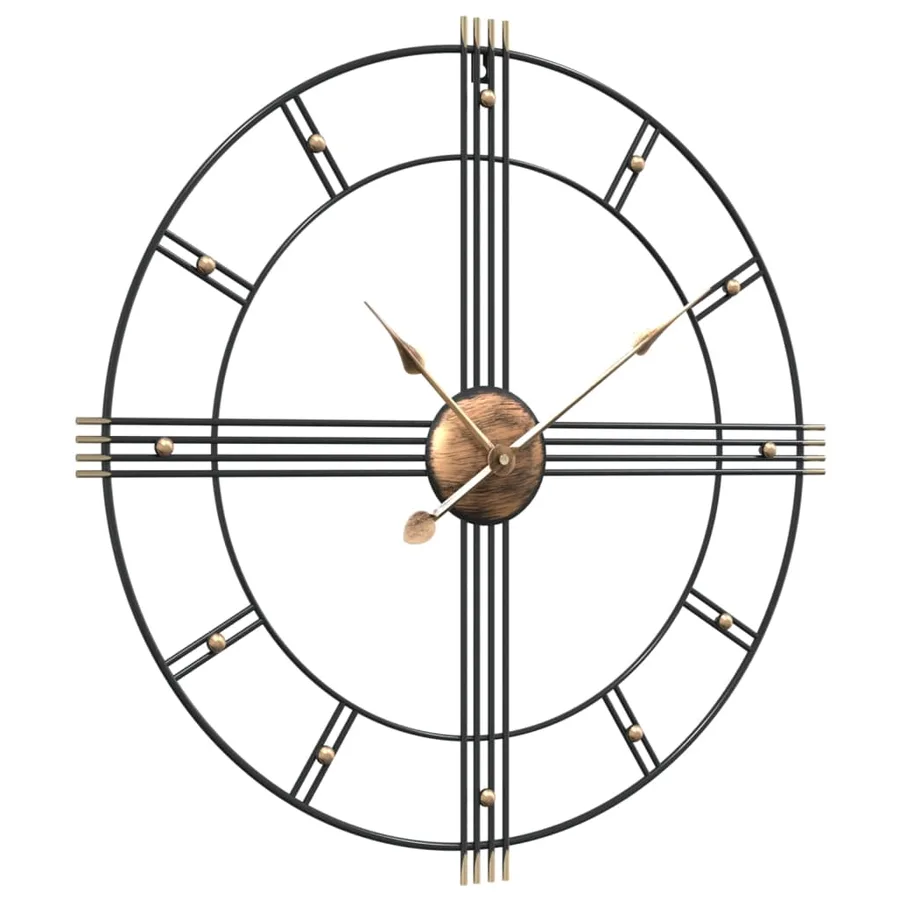 Horloge murale noir Ø60 cm fer - 3