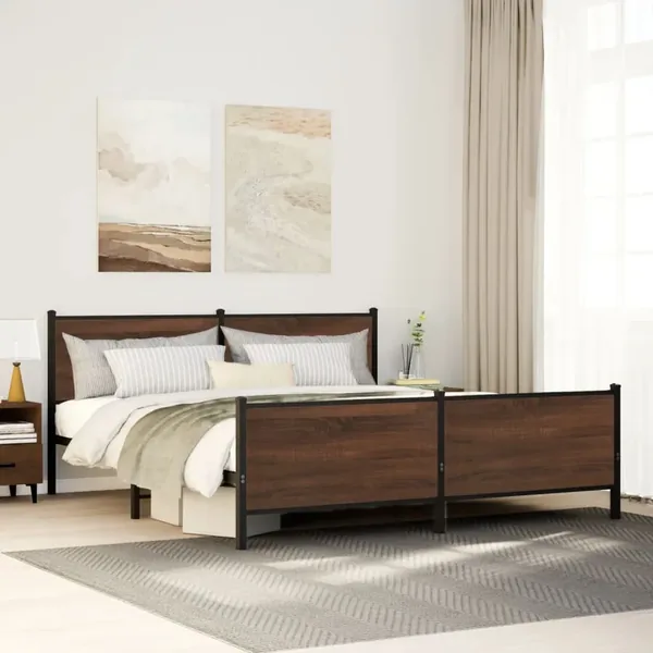 Cadre de lit en métal sans matelas chêne marron 200x200 cm