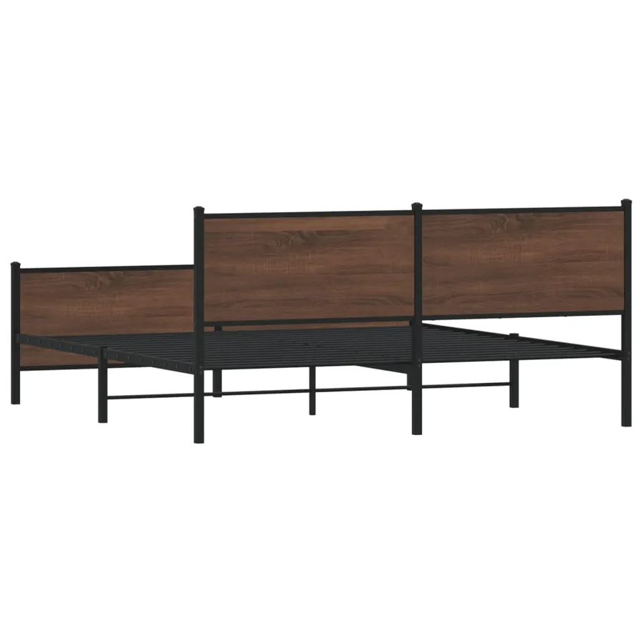 Cadre de lit en métal sans matelas chêne marron 200x200 cm - 7