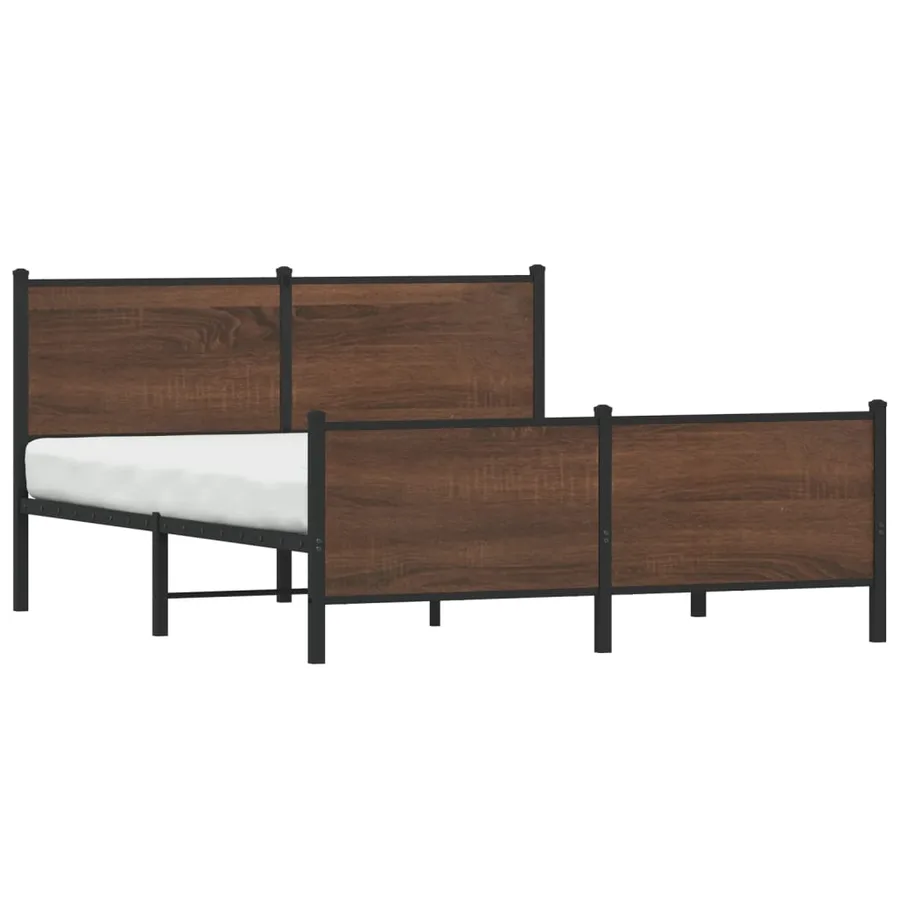 Cadre de lit en métal sans matelas chêne marron 140x190 cm - 3