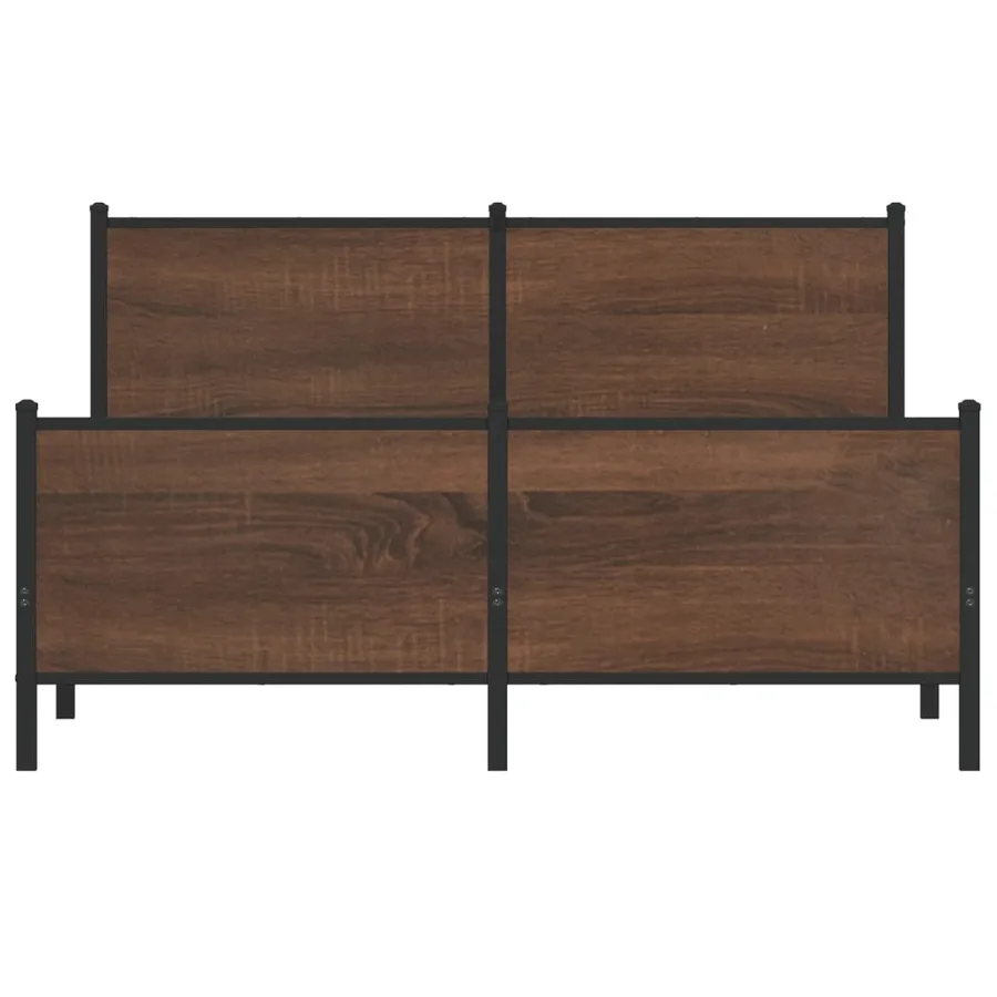 Cadre de lit en métal sans matelas chêne marron 140x190 cm - 6