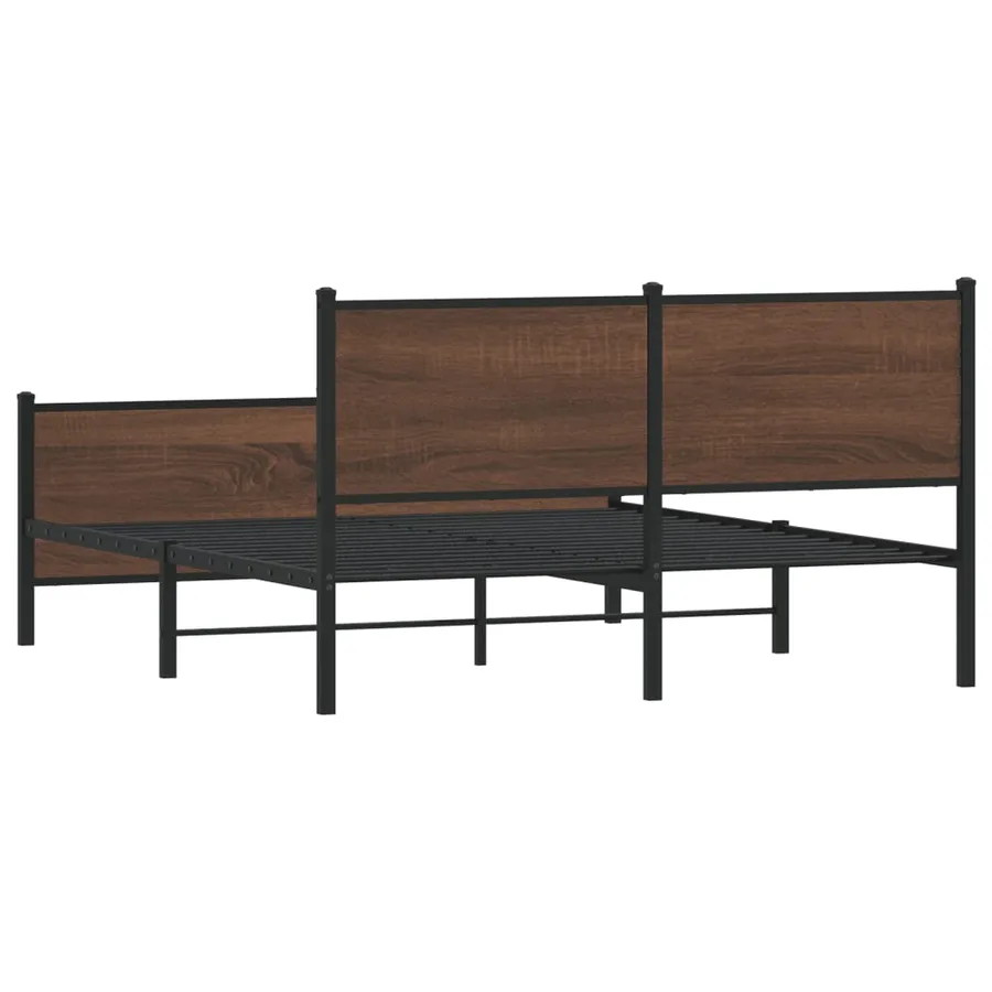 Cadre de lit en métal sans matelas chêne marron 140x190 cm - 8
