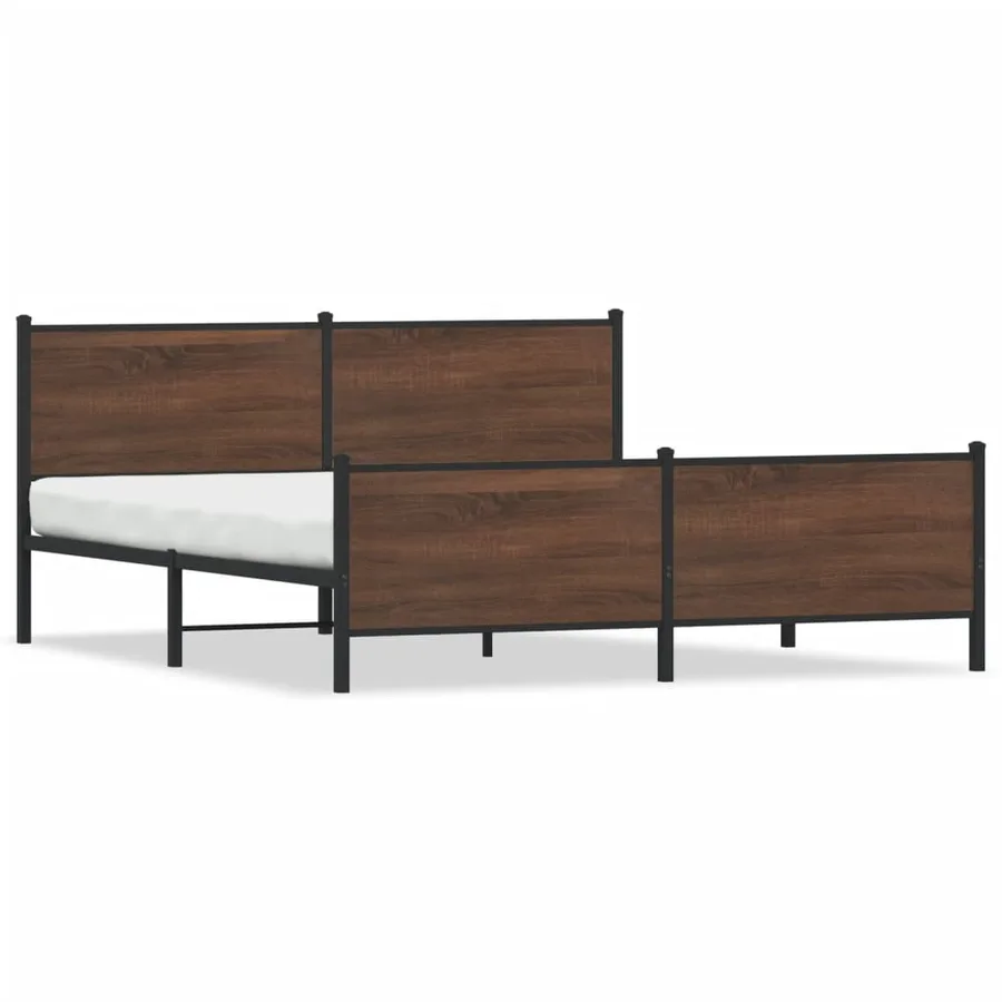 Cadre de lit en métal sans matelas chêne marron 183x213 cm - 2