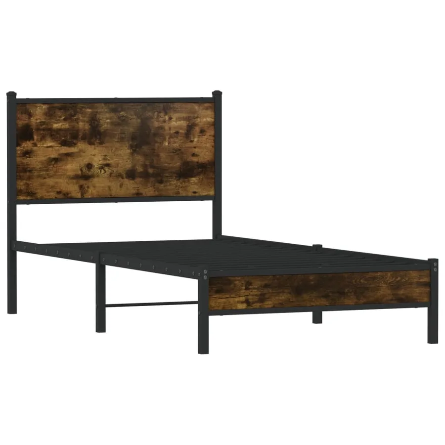 Cadre de lit en métal sans matelas chêne fumé 80x200 cm - 3