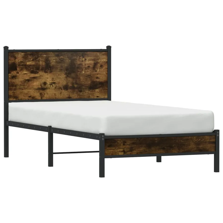 Cadre de lit en métal sans matelas chêne fumé 80x200 cm - 4
