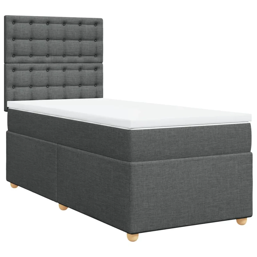 Sommier à lattes de lit avec matelas Gris foncé 100x200cm Tissu - 2