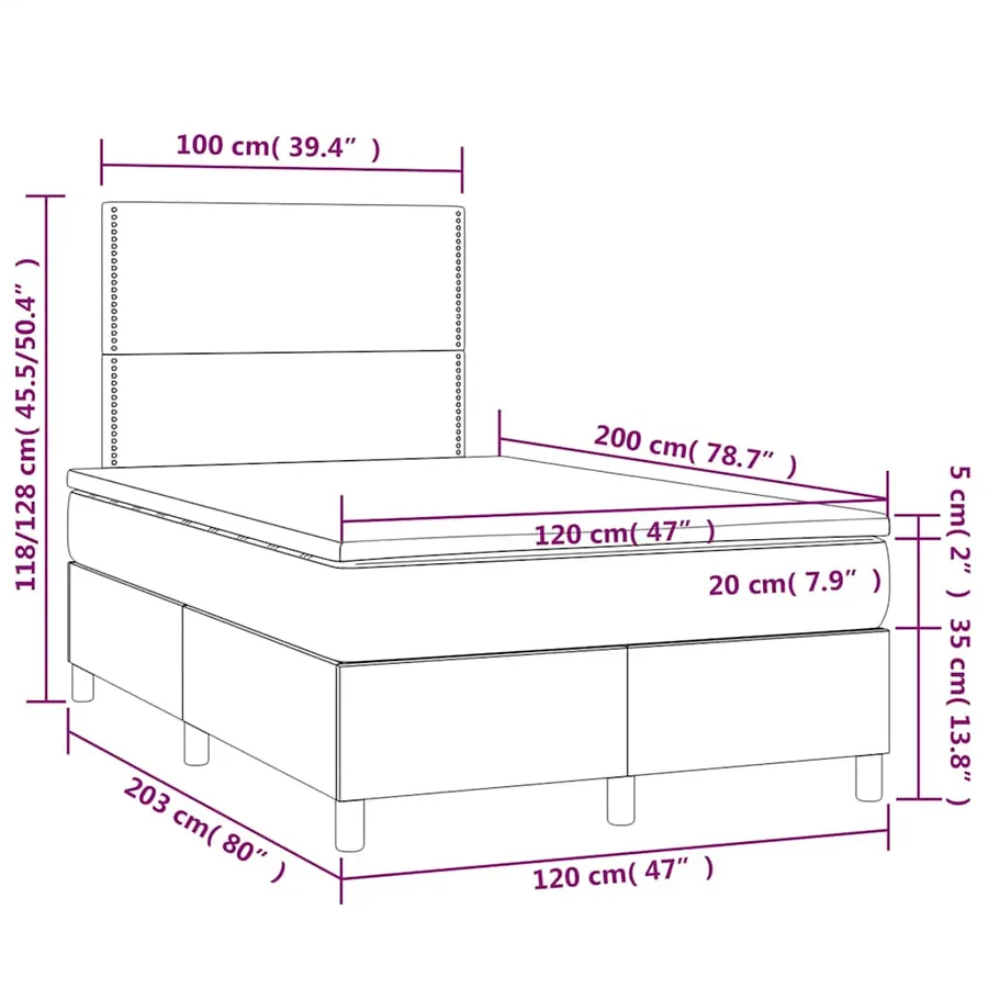 Sommier à lattes de lit et matelas Vert foncé 120x200cm Velours - 7