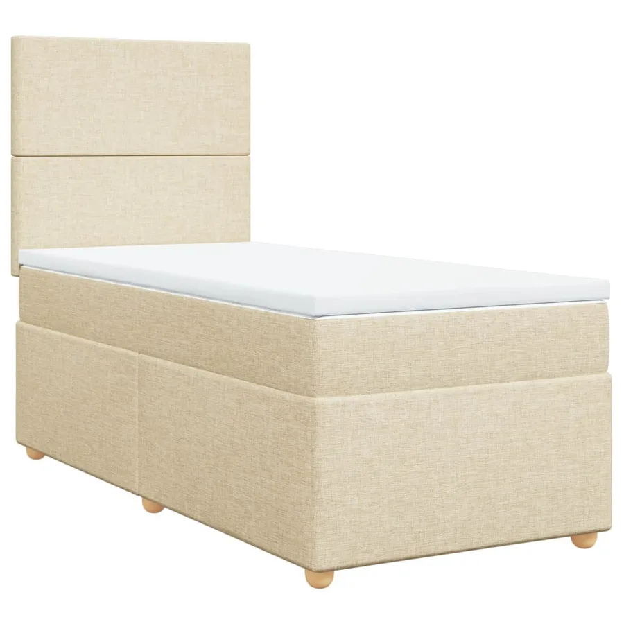 Sommier à lattes de lit avec matelas Crème 100x200 cm Tissu - 3