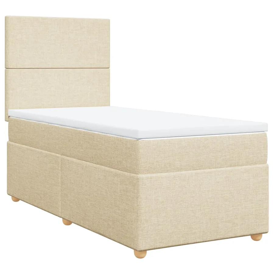 Sommier à lattes de lit avec matelas Crème 90x200 cm Tissu - 2