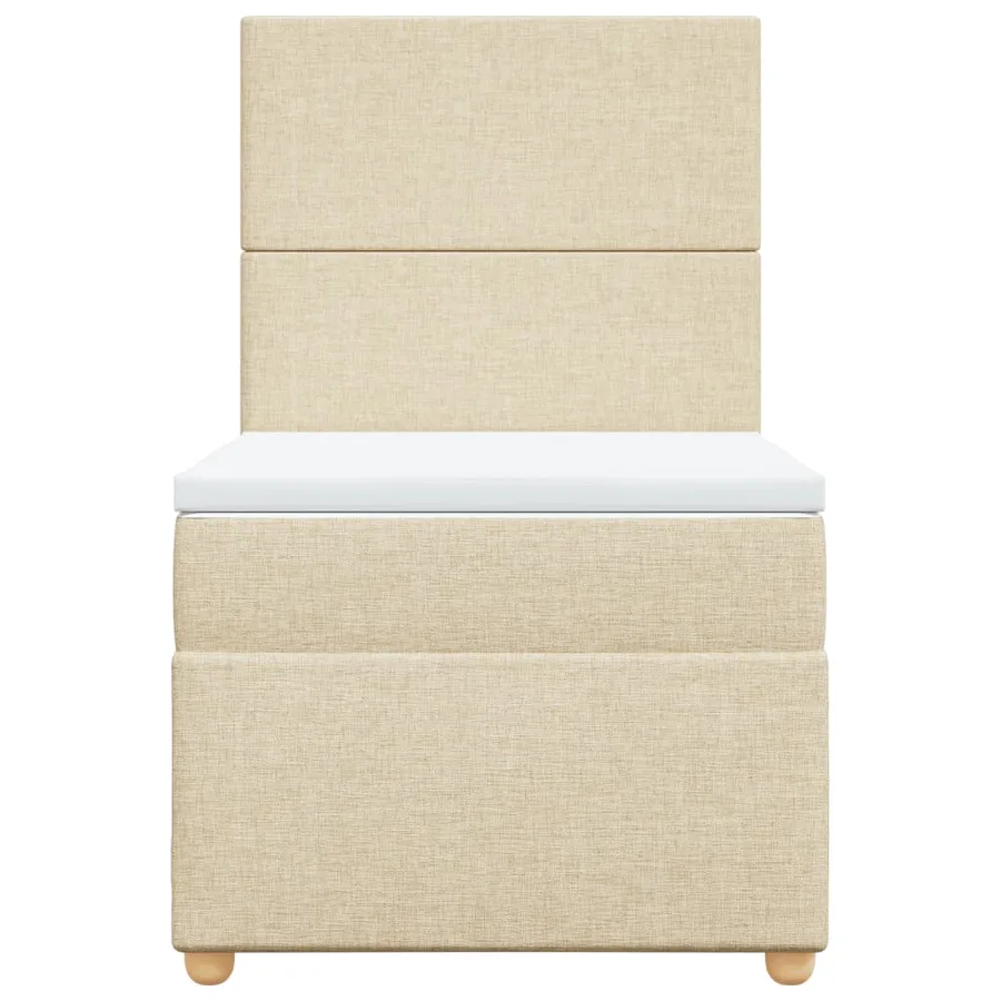 Sommier à lattes de lit avec matelas Crème 90x200 cm Tissu - 4
