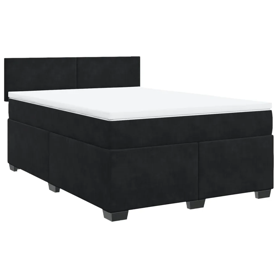 Sommier à lattes de lit avec matelas Noir 140x200 cm Velours - 2