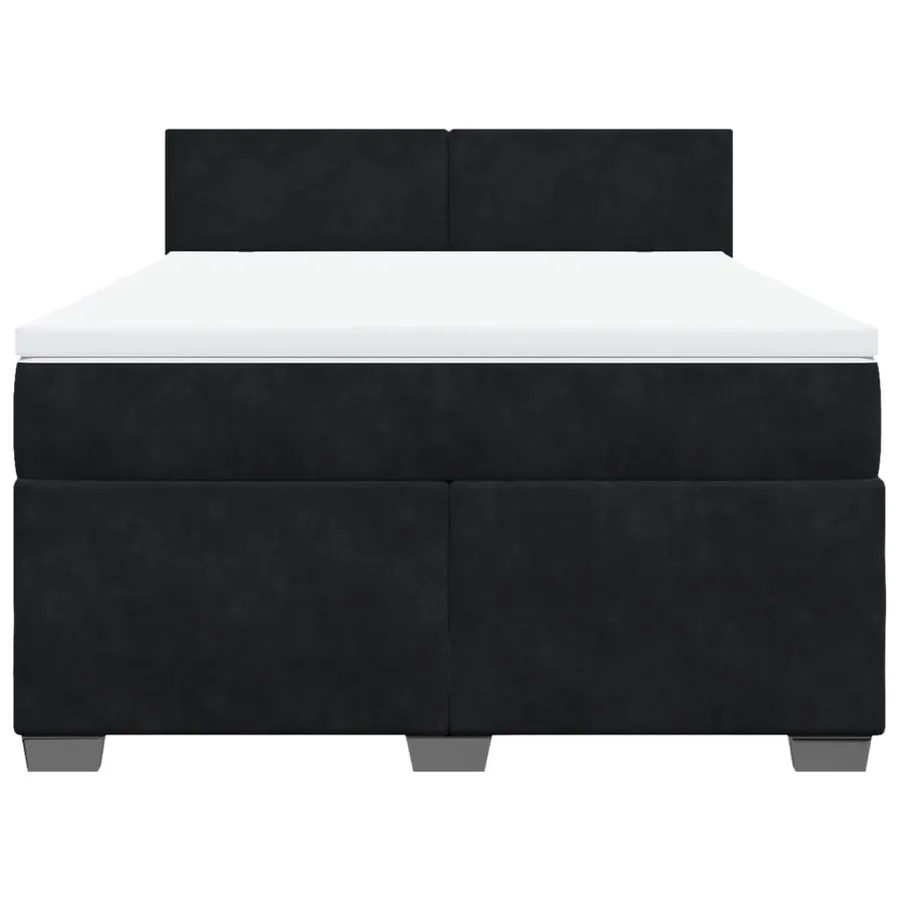 Sommier à lattes de lit avec matelas Noir 140x200 cm Velours - 4
