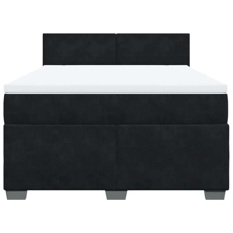 Sommier à lattes de lit avec matelas Noir 140x200 cm Velours - 6