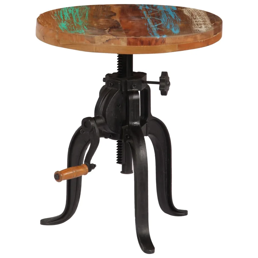 Table d'appoint 45x (45-62) cm Bois de récupération et fonte - 12