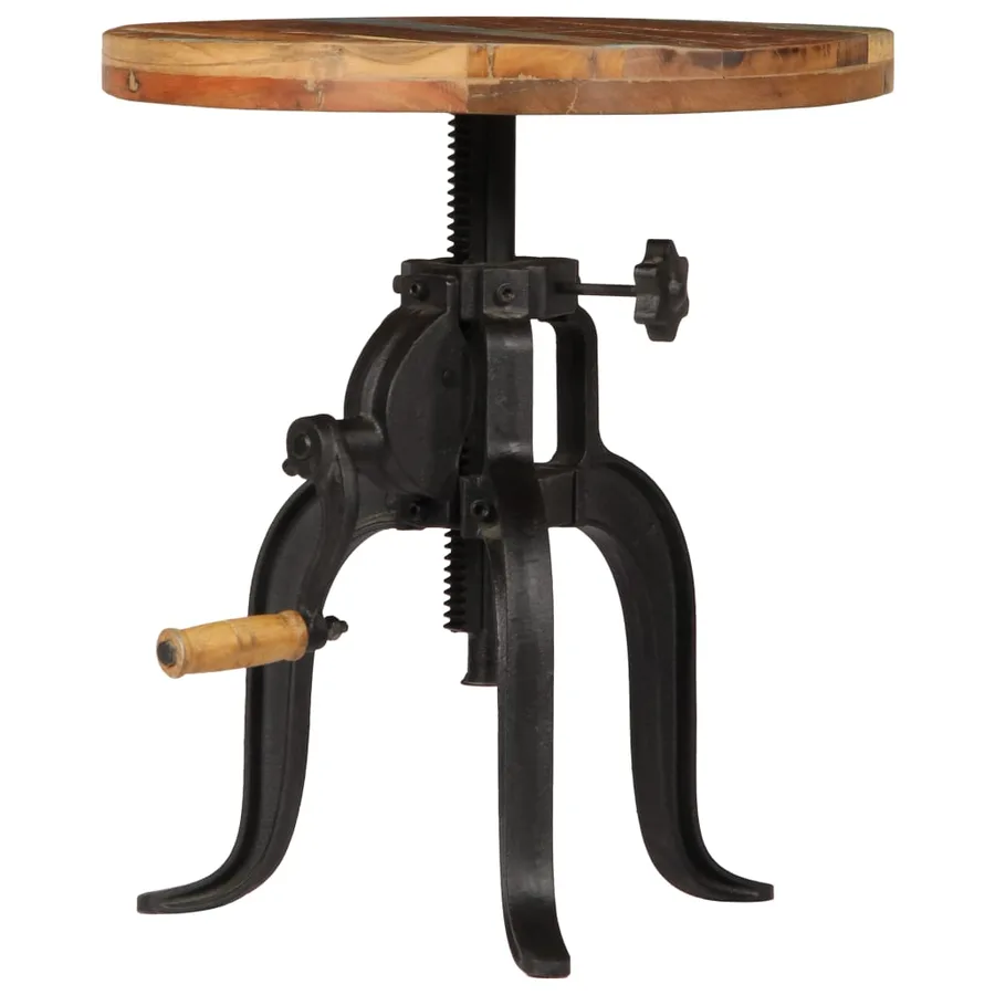 Table d'appoint 45x (45-62) cm Bois de récupération et fonte - 2