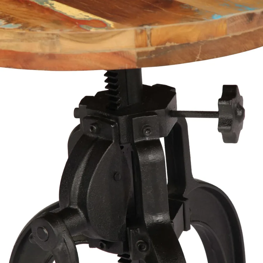 Table d'appoint 45x (45-62) cm Bois de récupération et fonte - 4