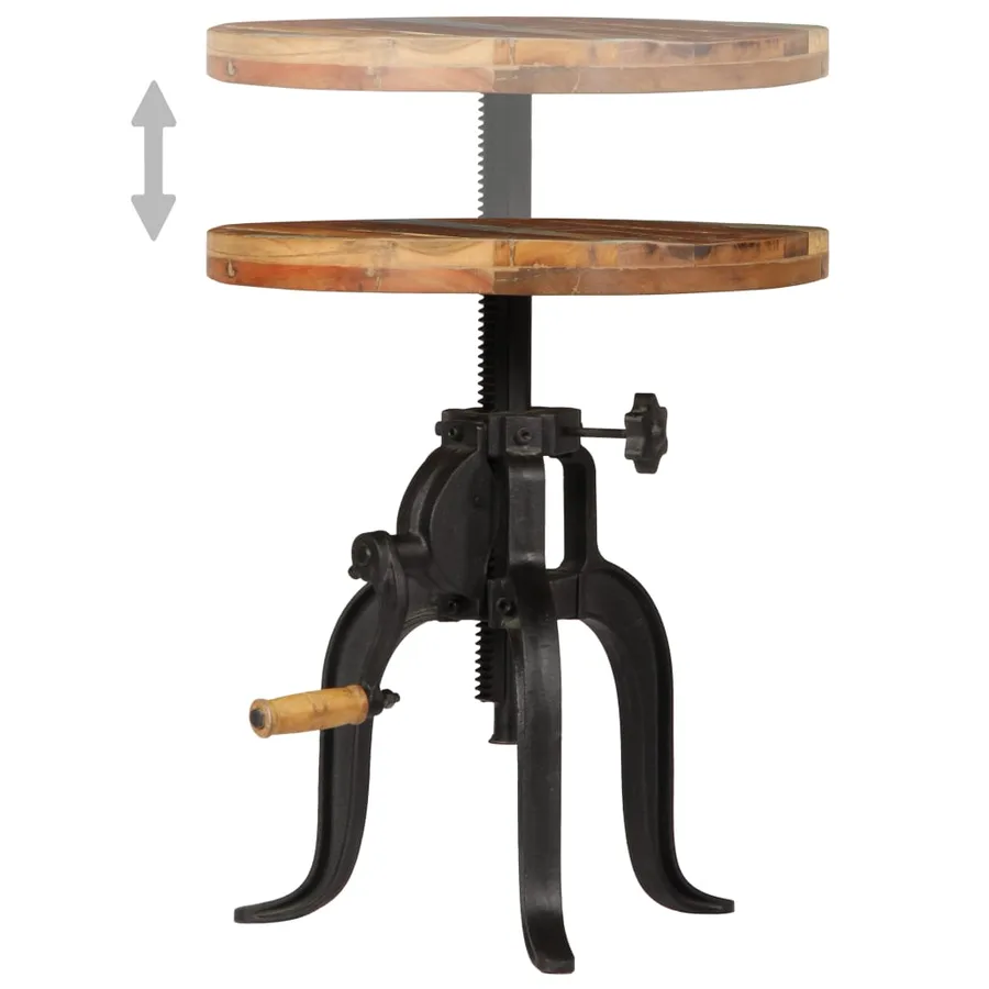 Table d'appoint 45x (45-62) cm Bois de récupération et fonte - 6