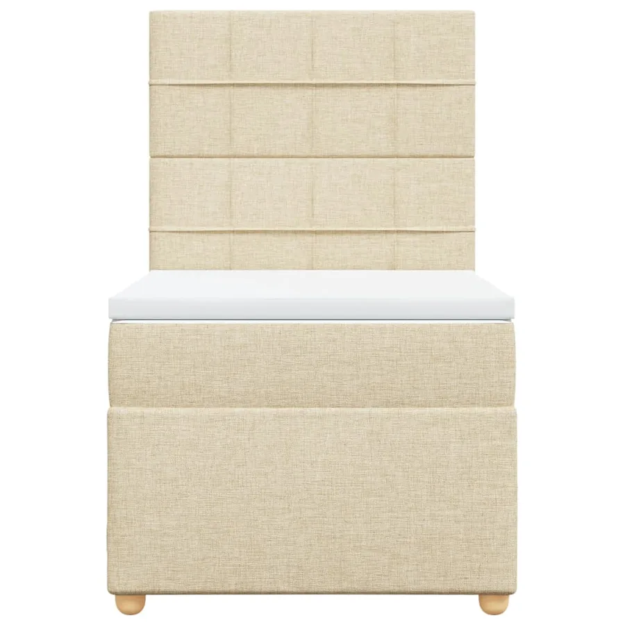 Sommier à lattes de lit avec matelas Crème 100x200 cm Tissu - 4