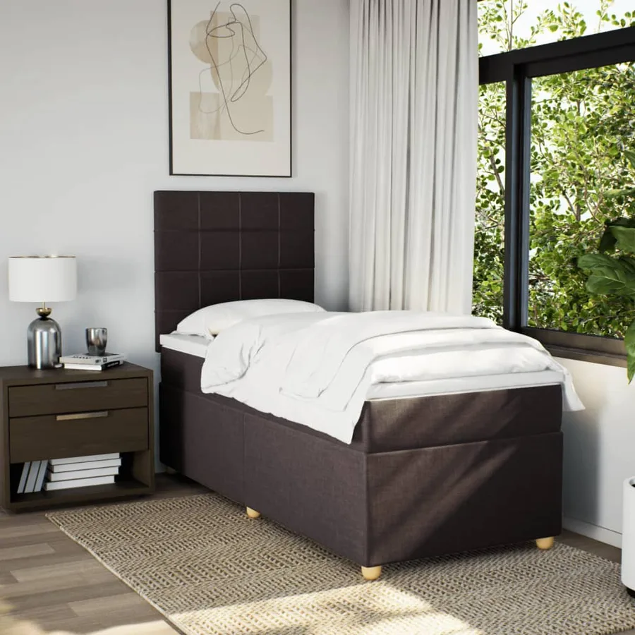 Sommier à lattes de lit avec matelas Marron foncé 100x200 cm - 3