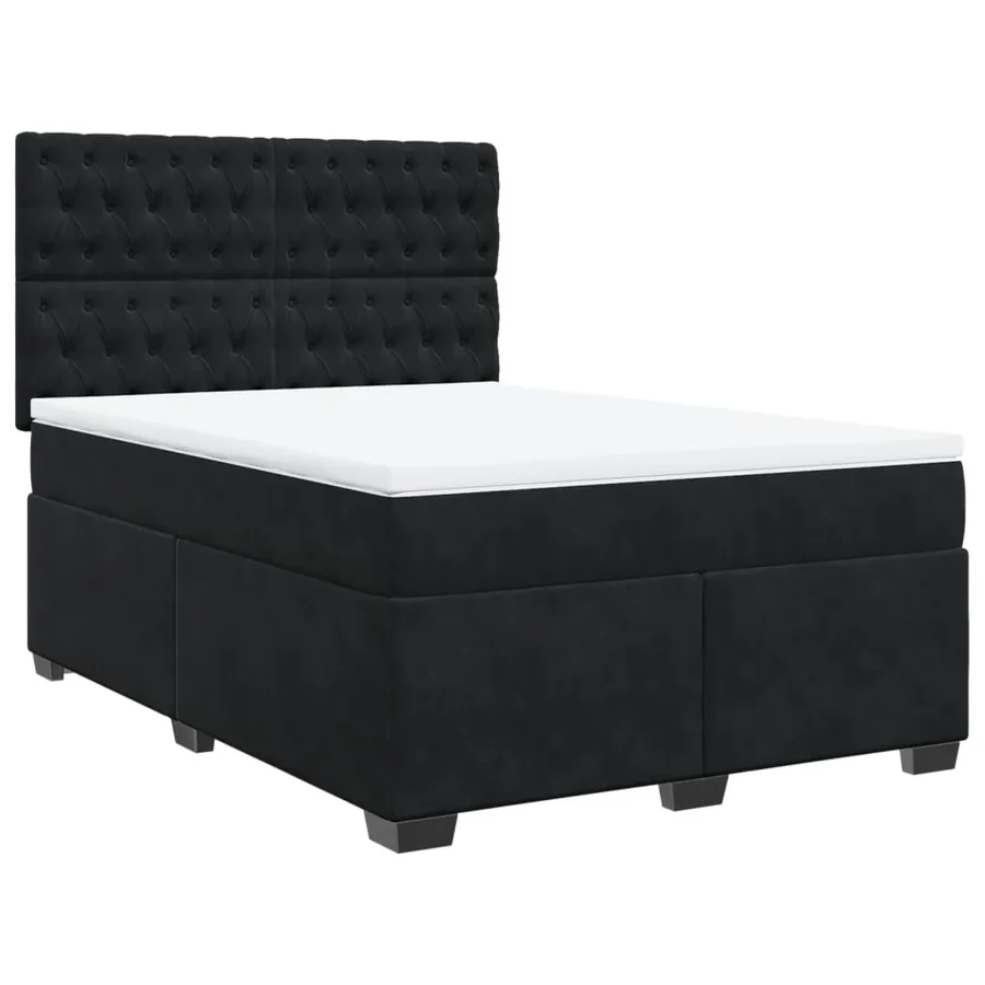 Sommier à lattes de lit avec matelas Noir 140x200 cm Velours - 2