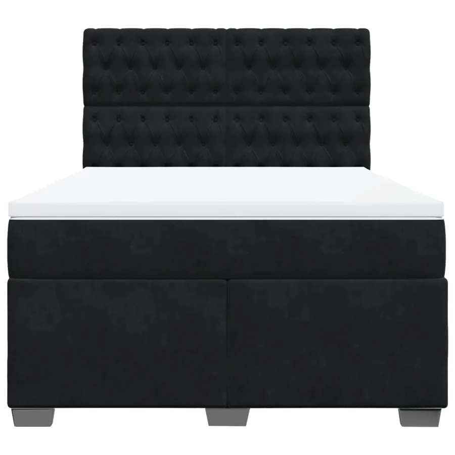 Sommier à lattes de lit avec matelas Noir 140x200 cm Velours - 4