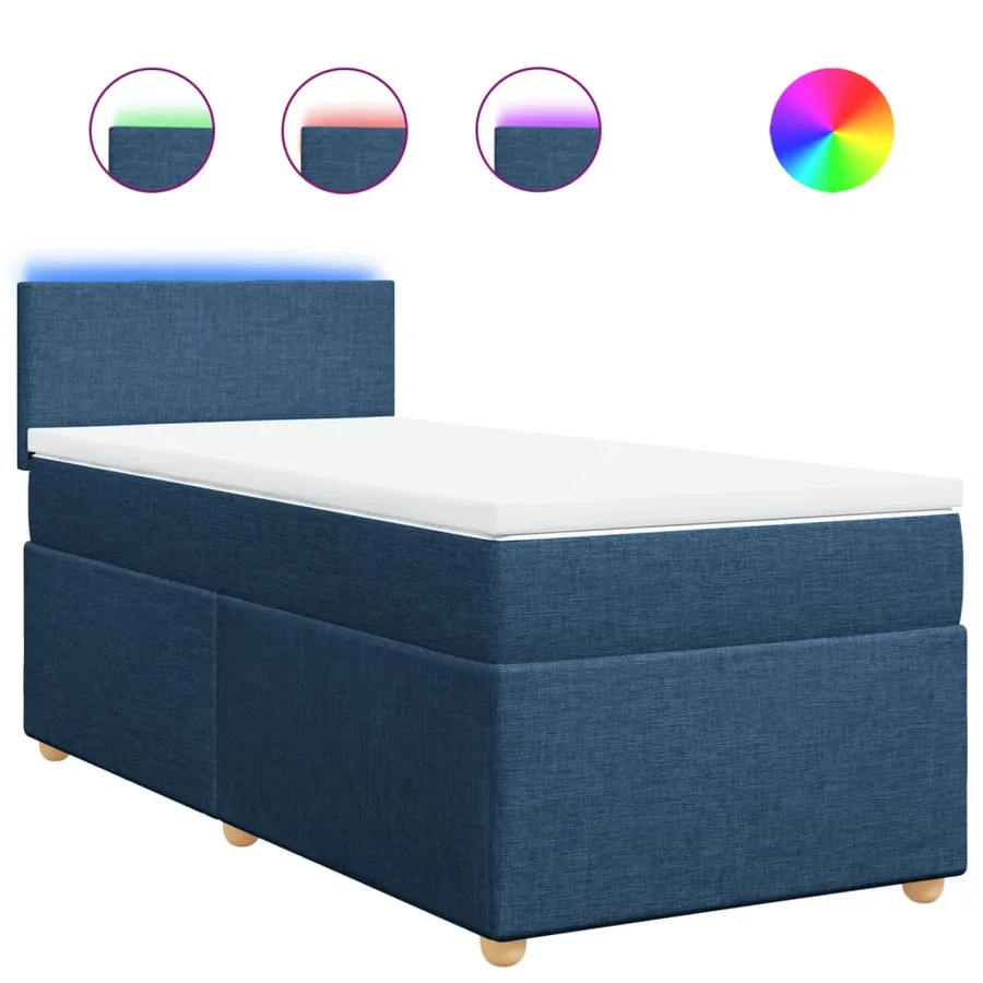 Sommier à lattes de lit avec matelas Bleu 100x200 cm Tissu - 2