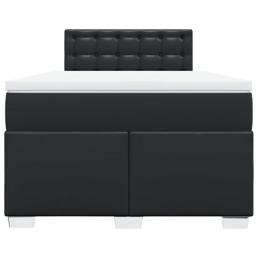 Sommier à lattes de lit avec matelas noir 120x190 cm similicuir - 4