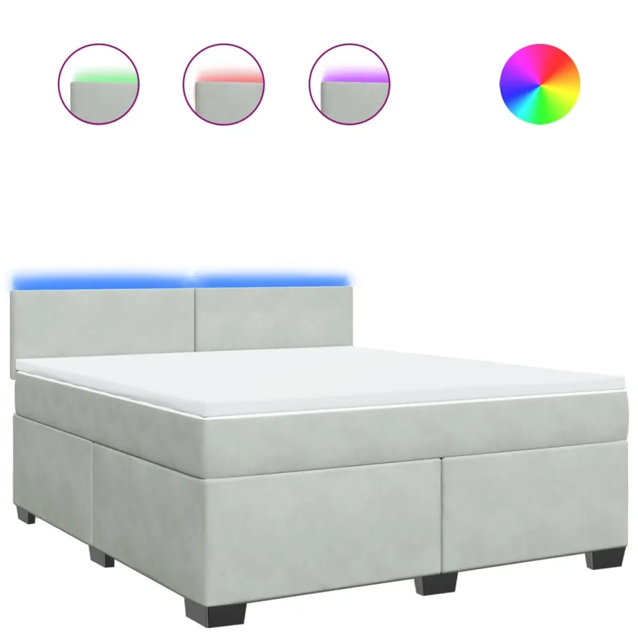 Sommier à lattes de lit et matelas Gris clair 180x200cm Velours - 2