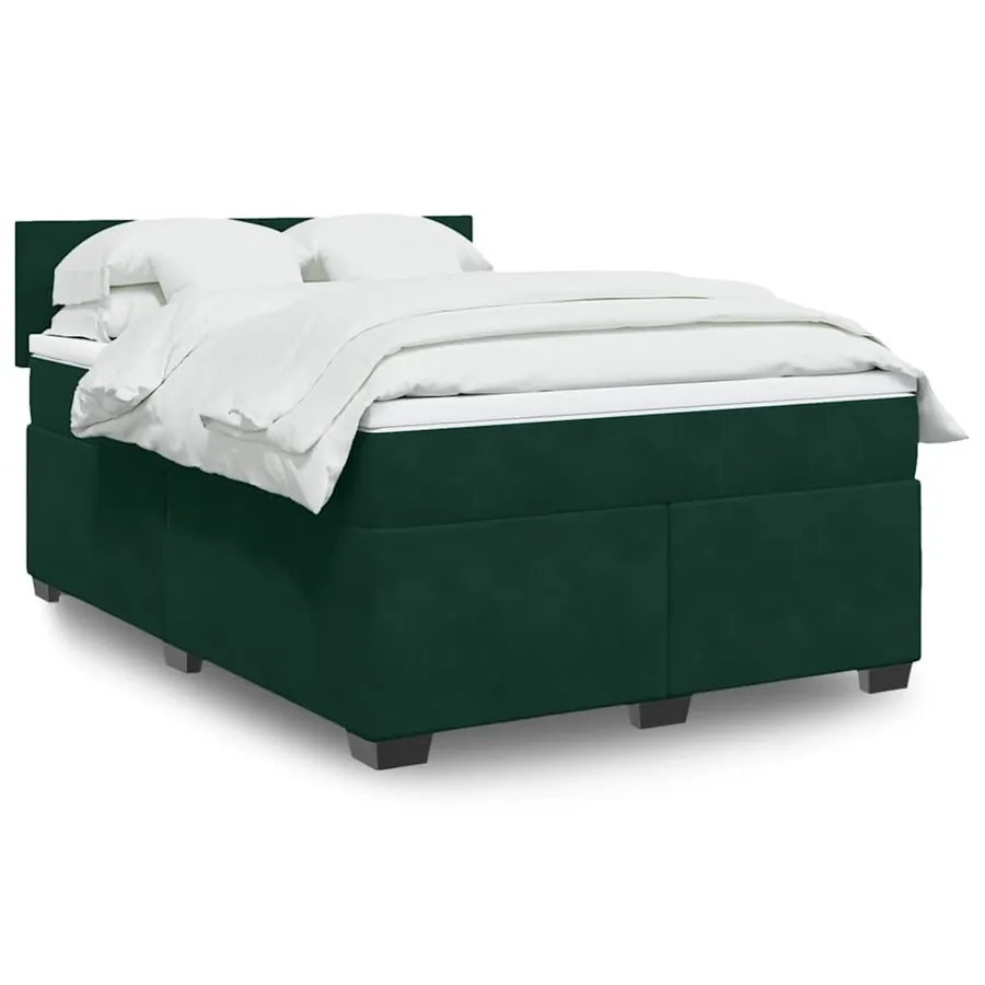 Sommier à lattes de lit et matelas Vert foncé 160x200cm Velours
